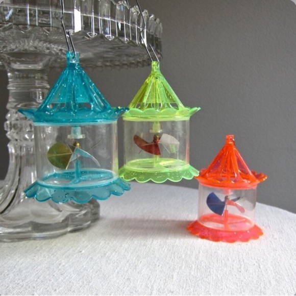 Vintage Twinklers Spinner Birdcage Rare Christmas Tree Ornament Blue Gray Silver - Picture 14 of 16